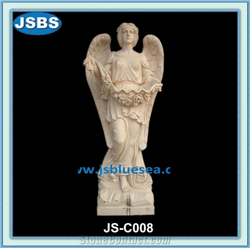 Cream Yellow Marble Girl Statue
