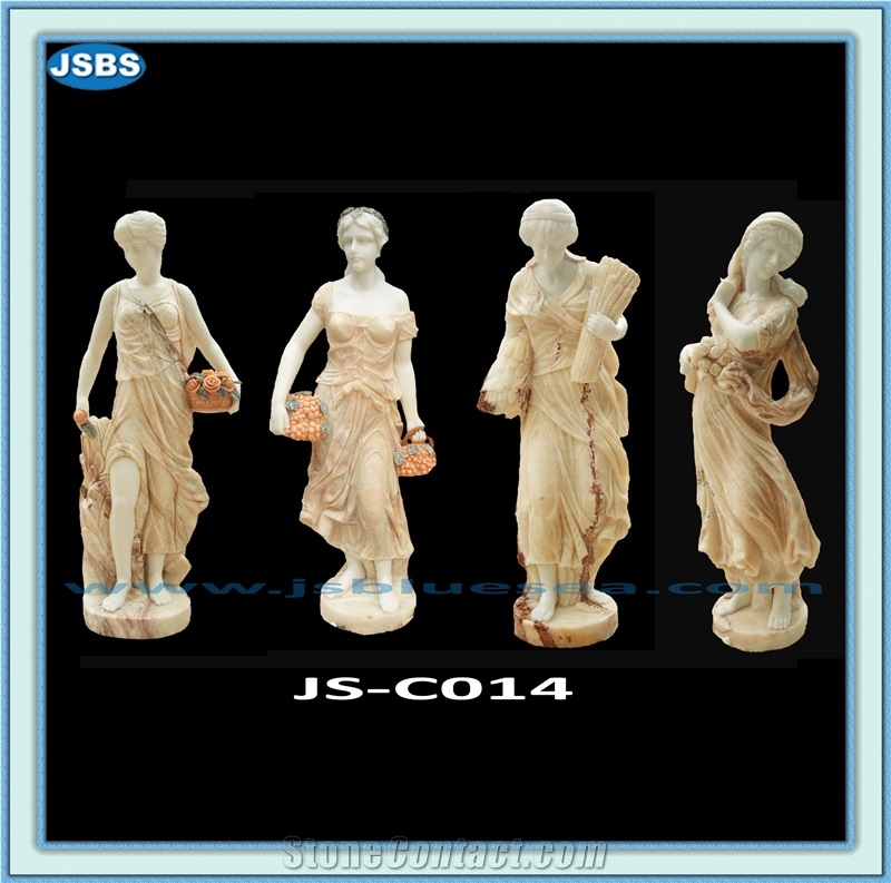 Cream Yellow Marble Girl Statue