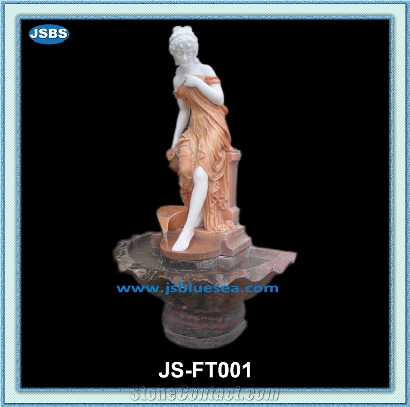Marble Water Fountain with Lady Statue