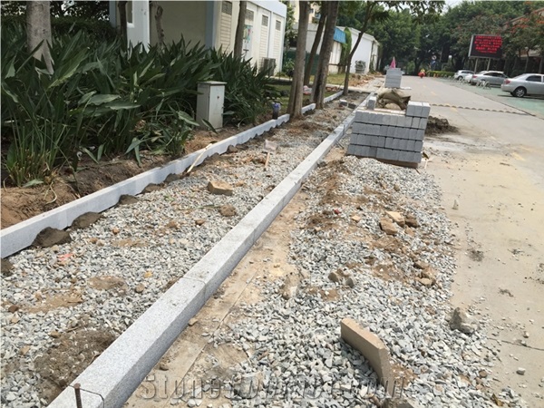 Project Show-G603 Sesame White Granite Kerbs/ Bianco Grey Granite Kerbstone