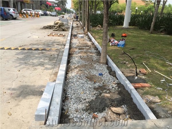 Project Show-G603 Sesame White Granite Kerbs/ Bianco Grey Granite Kerbstone