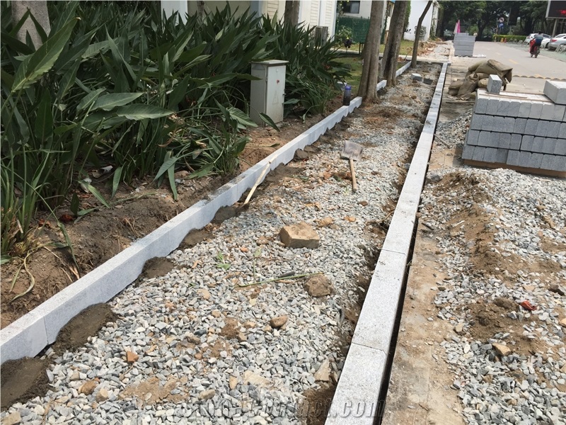 Project Show-G603 Sesame White Granite Kerbs/ Bianco Grey Granite Kerbstone