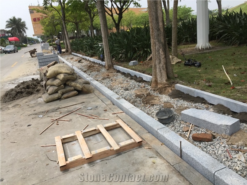 Project Show-G603 Sesame White Granite Kerbs/ Bianco Grey Granite Kerbstone