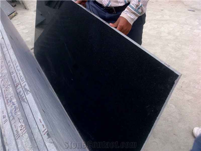Absolute Black Granite Slabs, India Black Granite