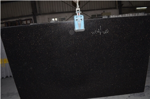 Black Galaxy Granite Slabs, India Black Granite