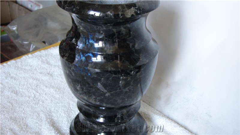 Memorial Vases from Labradorite Volga Blue, Volga Blue Extra, Extra Blue Ukraine, Galactic Blue, Blue Volga (Black Sea)