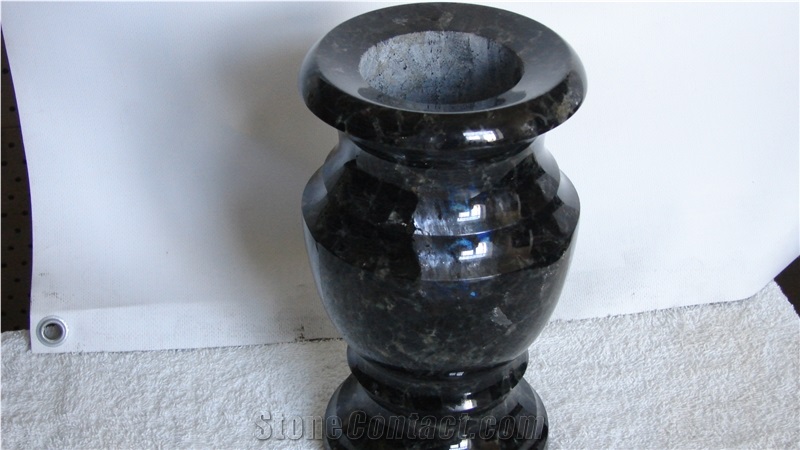 Memorial Vases from Labradorite Volga Blue, Volga Blue Extra, Extra Blue Ukraine, Galactic Blue, Blue Volga (Black Sea)