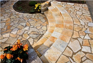 Courtyard Flagstone Limestone Pavement with Natural Stone, Yellow Germany Limestone Flagstone