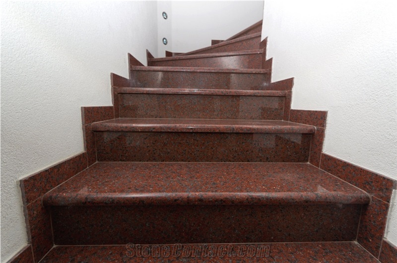 Royal Red Granite Full Bullnosed Staircase