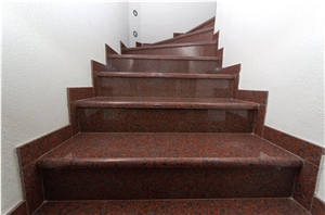 Royal Red Granite Full Bullnosed Staircase