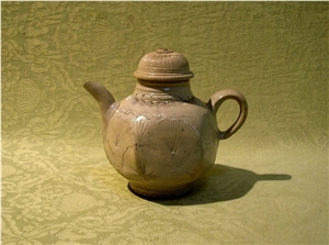 Small 18th Century Saltglazed Stoneware Teapot and Lid