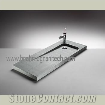 Grey Marble Solid Carved Rectangle Sink, Wash Basin