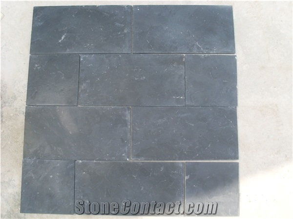 China Black Limestone Tiles, China Shandong Laizhou Limestone Slab, Cladding Tile, Floor Tile, Limestone Slab, Kerbstone, Step and Riser, Paver