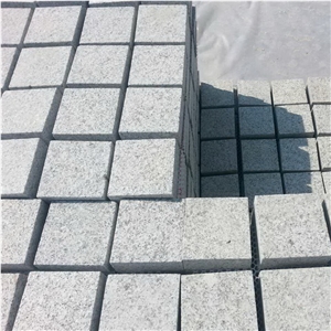 G654 Granite Cobble Stones on Mesh, Padang Dark Grey Granite Cobble Stones