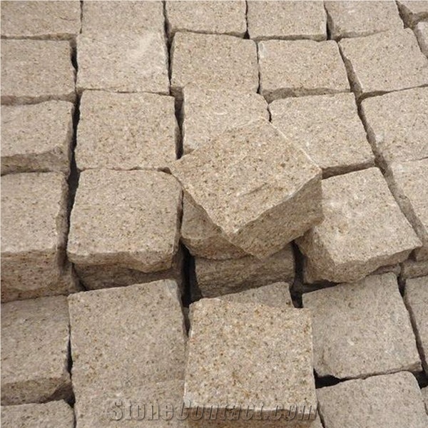 Yellow Rust Granite Cube Stone,Driveway Paving Stone