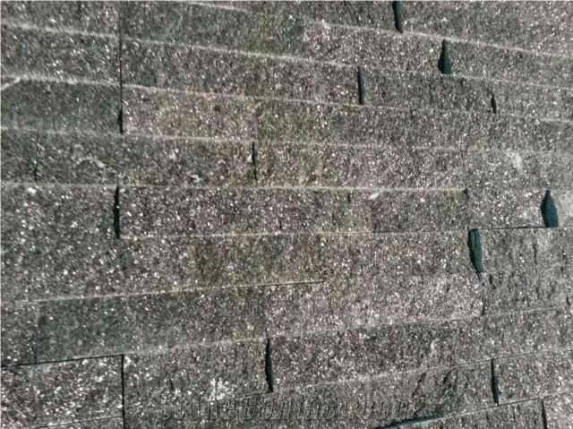 Green Star Twinking Granite Split Face Culture Stone Wall Cladding Panel, China Green Granite Stone Veneer Stacked Stone