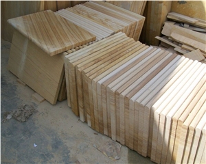 Teakwood Bullnosed Pool Side Tiles, Grey Sandstone Pool Coping