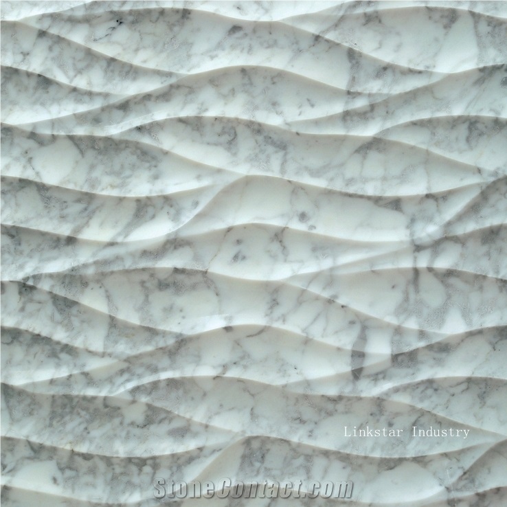 Natural White Carrara 3d Decor Feature Stone Wall Tile