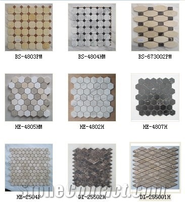 Octagon Mosaic, Hexagon Mosaic, Diamond Mosaic