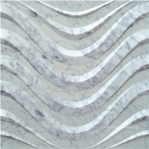 3d Natural White Carrara Wavy Stone Wall Art Panel Cladding