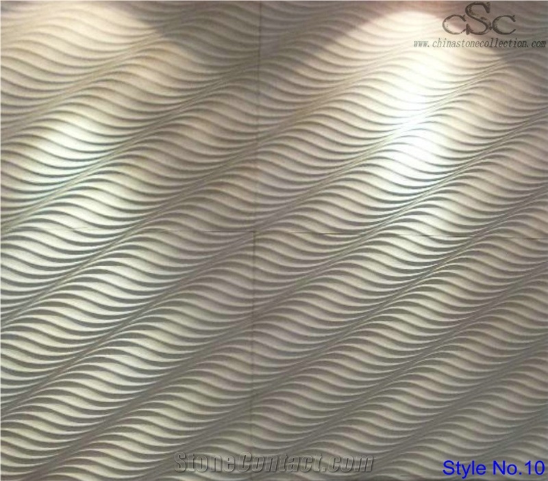 3d Cnc Natural Stone Carving, Beige Marble Building & Walling