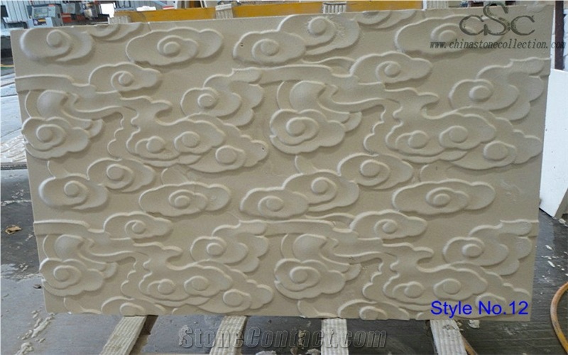 3d Cnc Natural Stone Carving, Beige Marble Building & Walling