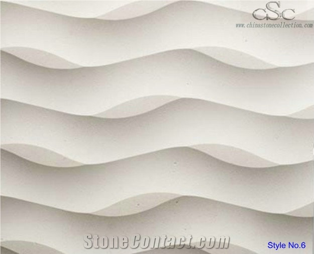 3d Cnc White Limestone Natural Stone Carving Walling