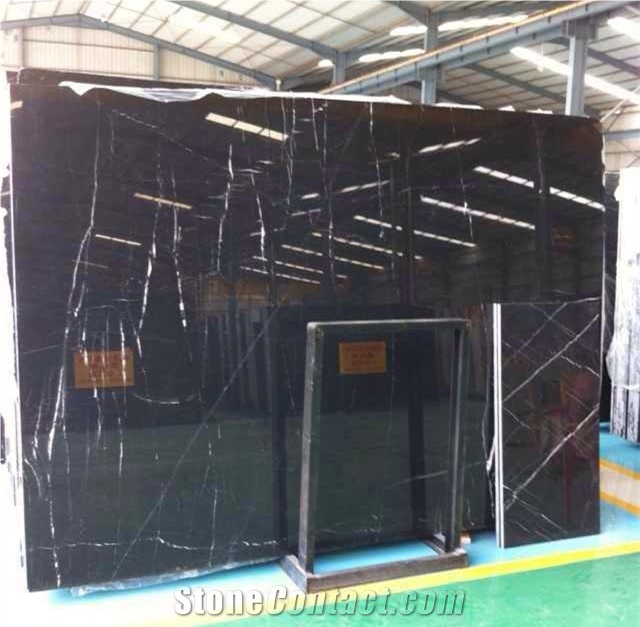 China Black Marble/ Nero Marquina Big Slabs with Few White Veins, Spot Supply on the Basis Of Long-Term, Thickness 18mm, Price 19-22usd