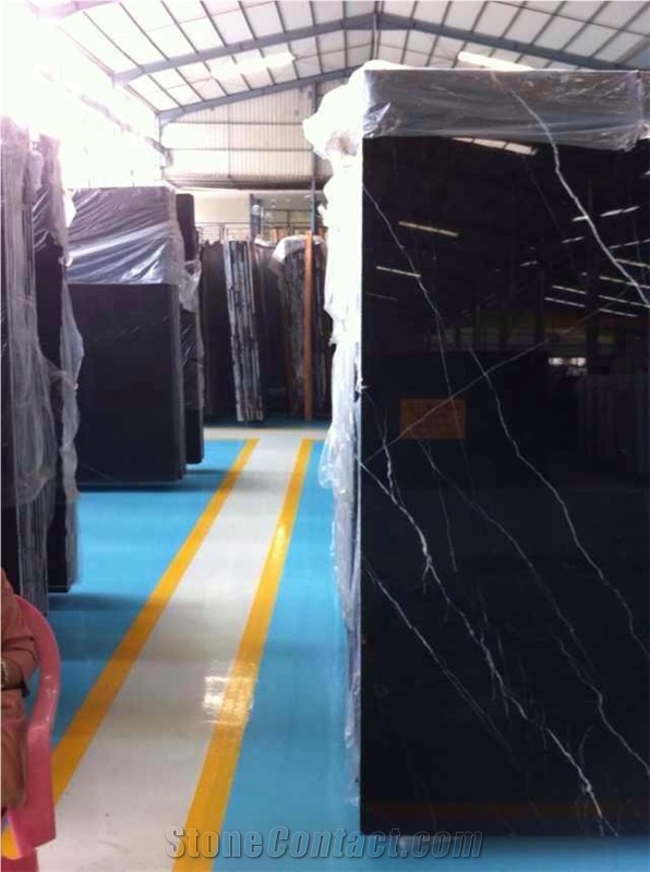 China Black Marble/ Nero Marquina Big Slabs with Few White Veins, Spot Supply on the Basis Of Long-Term, Thickness 18mm, Price 19-22usd