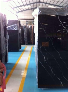 China Black Marble/ Nero Marquina Big Slabs with Few White Veins, Spot Supply on the Basis Of Long-Term, Thickness 18mm, Price 19-22usd