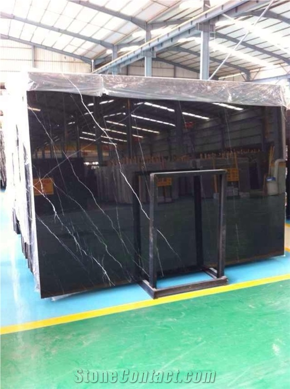 China Black Marble/ Nero Marquina Big Slabs with Few White Veins, Spot Supply on the Basis Of Long-Term, Thickness 18mm, Price 19-22usd