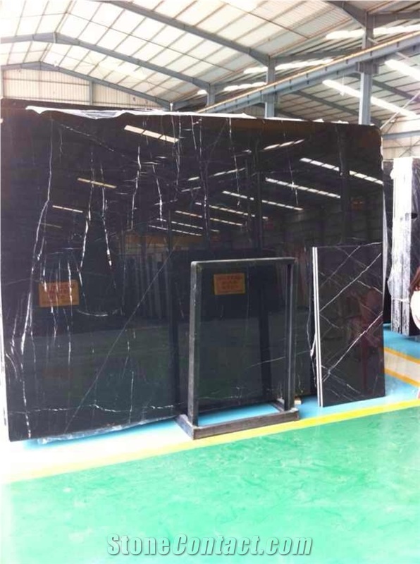 China Black Marble/ Nero Marquina Big Slabs with Few White Veins, Spot Supply on the Basis Of Long-Term, Thickness 18mm, Price 19-22usd