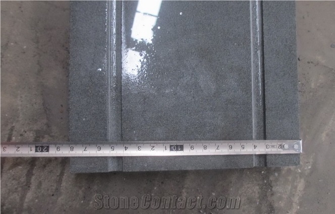 Chinese Cheap Popular Black Basalt Hainan Andesite Grey Lava Stone Machine Cut Slabs & Tiles for Floor Covering, with Anti Slip Grooves, Natural Building Stone Outdoor Exterior Decoration, Quarry Own