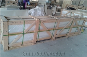 Indian Popular Cheap Granite White Galaxy Bathroom Countertops Custom Vanity Tops with Sinks Holes, Taps Holes, Natural Stone Bath Tops in Bullnose Edge