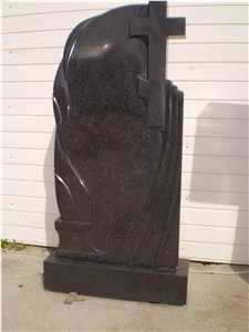 Popular Western Russian Style Monument Mongolia Absolute China Black Tombstone Designs with Cross, Upright Headstones, Engraved Gravestones, Natural Stone Fumeral Cemetery Use, Custom Bevel Stone