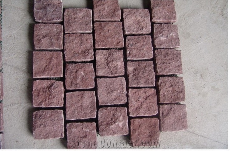 Red Porphyry Cube Paving Stone Size 10*10*10