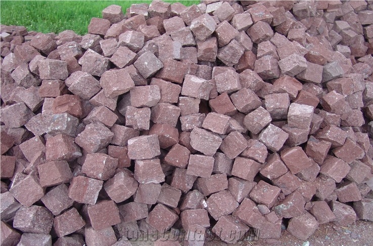 Red Porphyry Cube Paving Stone Size 10*10*10