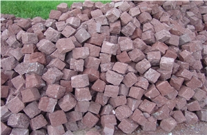 Red Porphyry Cube Paving Stone Size 10*10*10