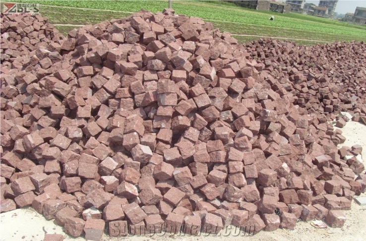 Red Porphyry Cube Paving Stone Size 10*10*10