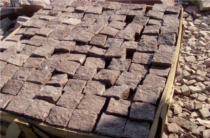 Red Porphyry Cube Paving Stone Size 10*10*10