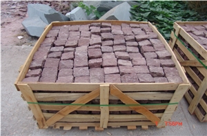 Red Porphyry Cube Paving Stone Size 10*10*10