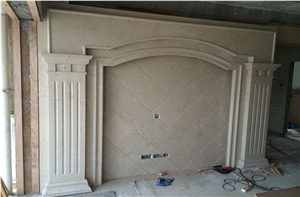 Turkey Marble Oman Beige Marble Tv Wall