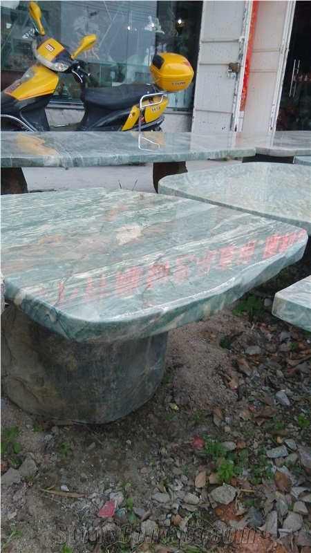 China Green Granite Table Sets,Pack Benches,Garden Table,Outerdoor Chairs