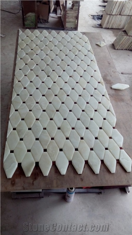 Chinese Yellow Onxy Wall Covering Mosaic Pattern