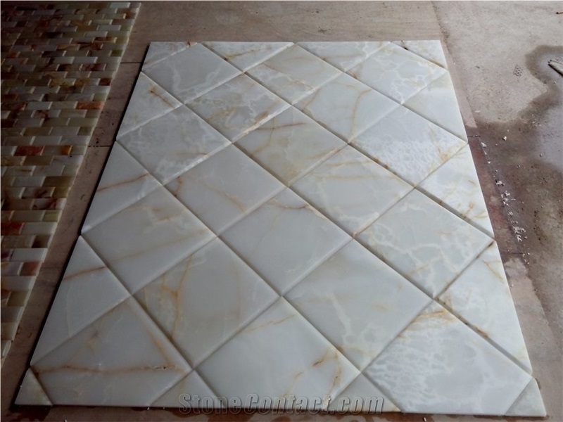 Chinese Yellow Onxy Wall Covering Mosaic Pattern