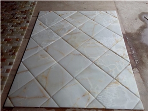 Chinese Yellow Onxy Wall Covering Mosaic Pattern