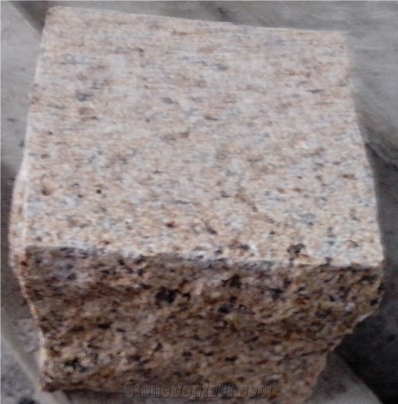 Cobble Brown&Red Sawn Cut, Brown Granite Cube Stone & Pavers