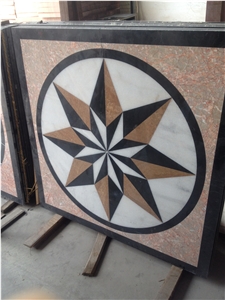 Flower Onyx Nero Marquin Medallion Round Floor Medallion,Pattern
