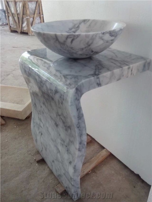 Italy White Marble Washing Basin Round Basins Oval Sinks
