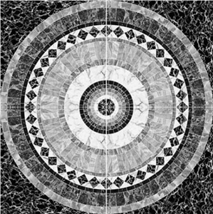 Waterjet Marble Floor Rosettes, Mexico Marble Waterjet Medallions Waterjet Marble Floor Rosettes, Mexico Marble Waterjet Medallions